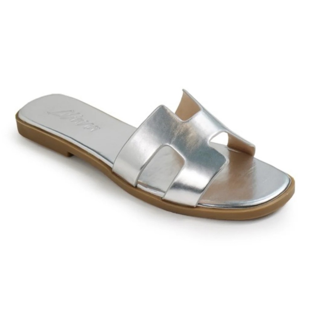 Silver Women's Slide Sandals